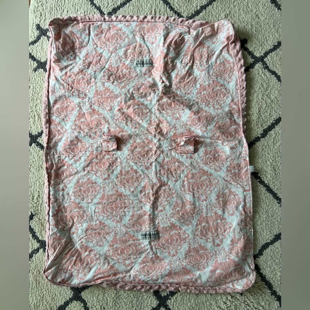 Carseat Canopy cover, pink & white, two sided.